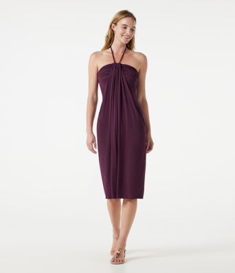 Halter Tie Back Midi Dress with Pockets Halter Tie Back Midi Dress with Pockets