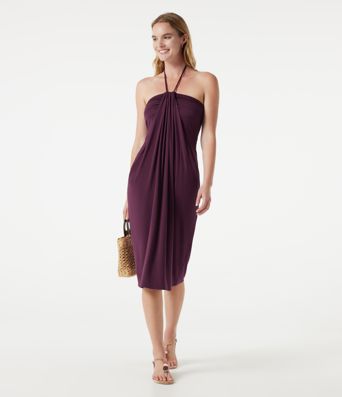 Halter Tie Back Midi Dress with Pockets Halter Tie Back Midi Dress with Pockets