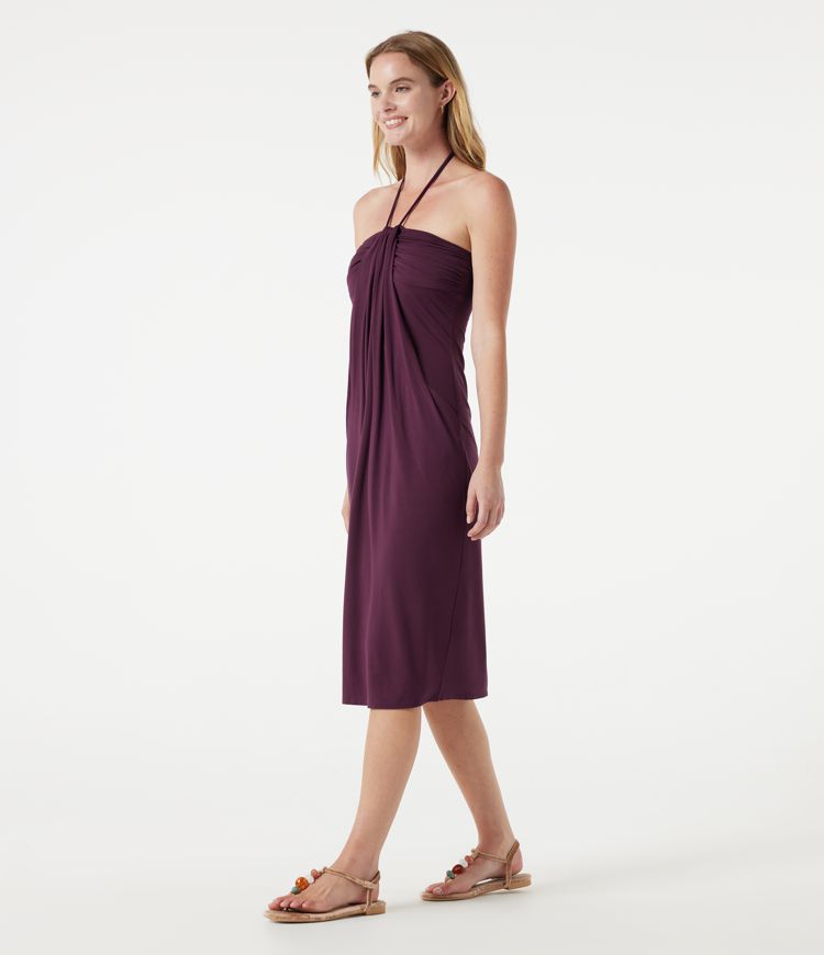 Halter Tie Back Midi Dress with Pockets Halter Tie Back Midi Dress with Pockets
