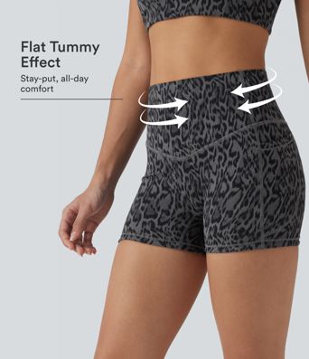 Halara UltraSculpt™ shorts biker de talle alto con estampado de leopardo, control abdominal moldeador, 3'' con bolsillos Halara UltraSculpt™ shorts biker de talle alto con estampado de leopardo, control abdominal moldeador, 3'' con bolsillos