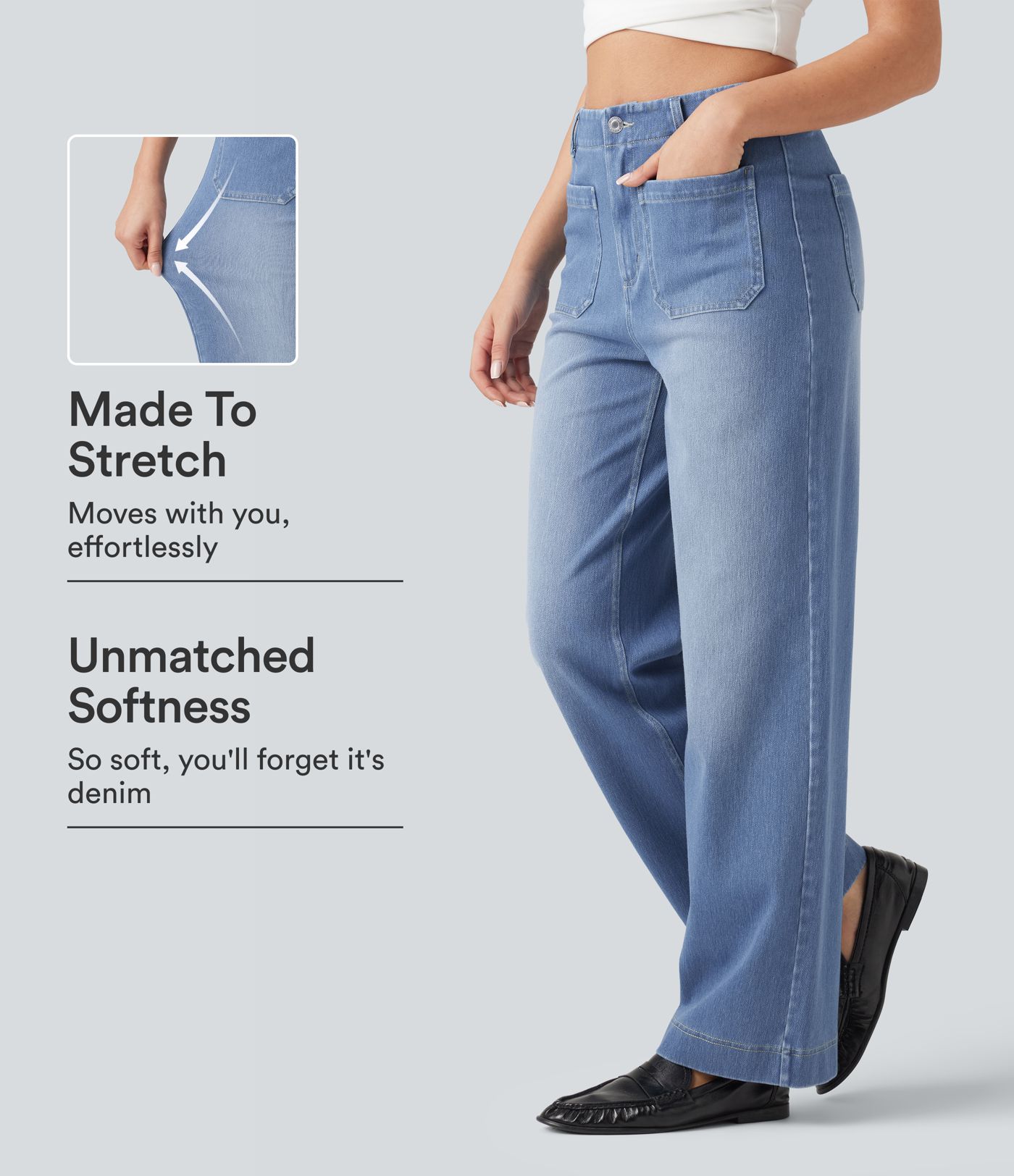 Halara Flex™ High Waisted Straight Leg Casual Jeans with Pockets Halara Flex™ High Waisted Straight Leg Casual Jeans with Pockets