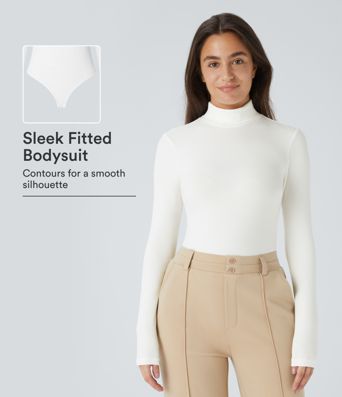 Gerippter Strick-Rollkragenpullover mit langen Ärmeln für den Arbeitsalltag