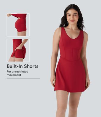 SoftlyZero™ Airy Corset 2-in-1 Cool Touch Mini Tennis Active Tank Dress with Pockets-Easy Peezy Edition