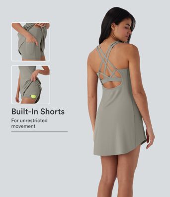 SoftlyZero™ QuickDry 2-Piece Mini Tennis Active Dress with Pockets