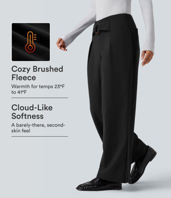 SoftlyZero™ Plush Thermal Mid Rise Straight Leg Work Pants with Pockets SoftlyZero™ Plush Thermal Mid Rise Straight Leg Work Pants with Pockets