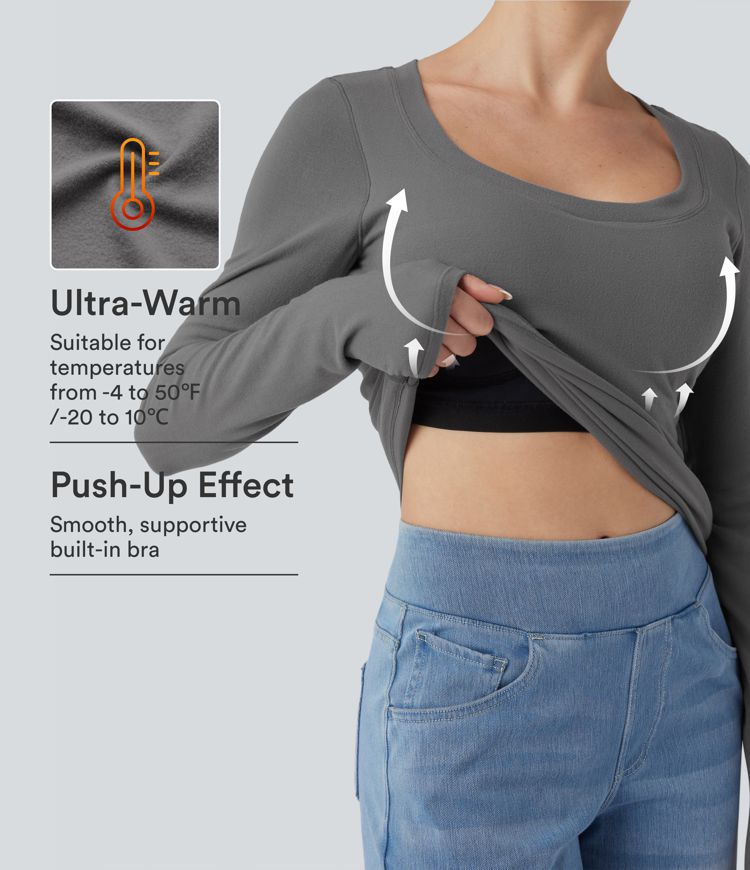 Halara HeatCore Scoop Neck Push-Up Long Sleeve Casual Warming Top DD-F Cups Halara HeatCore Scoop Neck Push-Up Long Sleeve Casual Warming Top DD-F Cups
