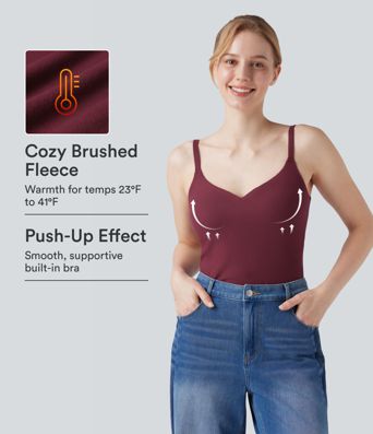 Halara HeatCore Molded Cups Push-Up Adjustable Straps Casual Warming Cami Top A/B Cup