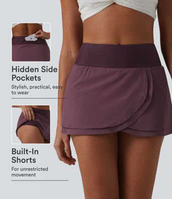 Slip bikini a vita alta 2-in-1 con tasca