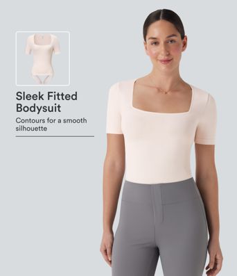 OneForm Seamless Flow Smoothing Square Neck Adjustable Leg Straps Work Bodysuit-Easy Peezy