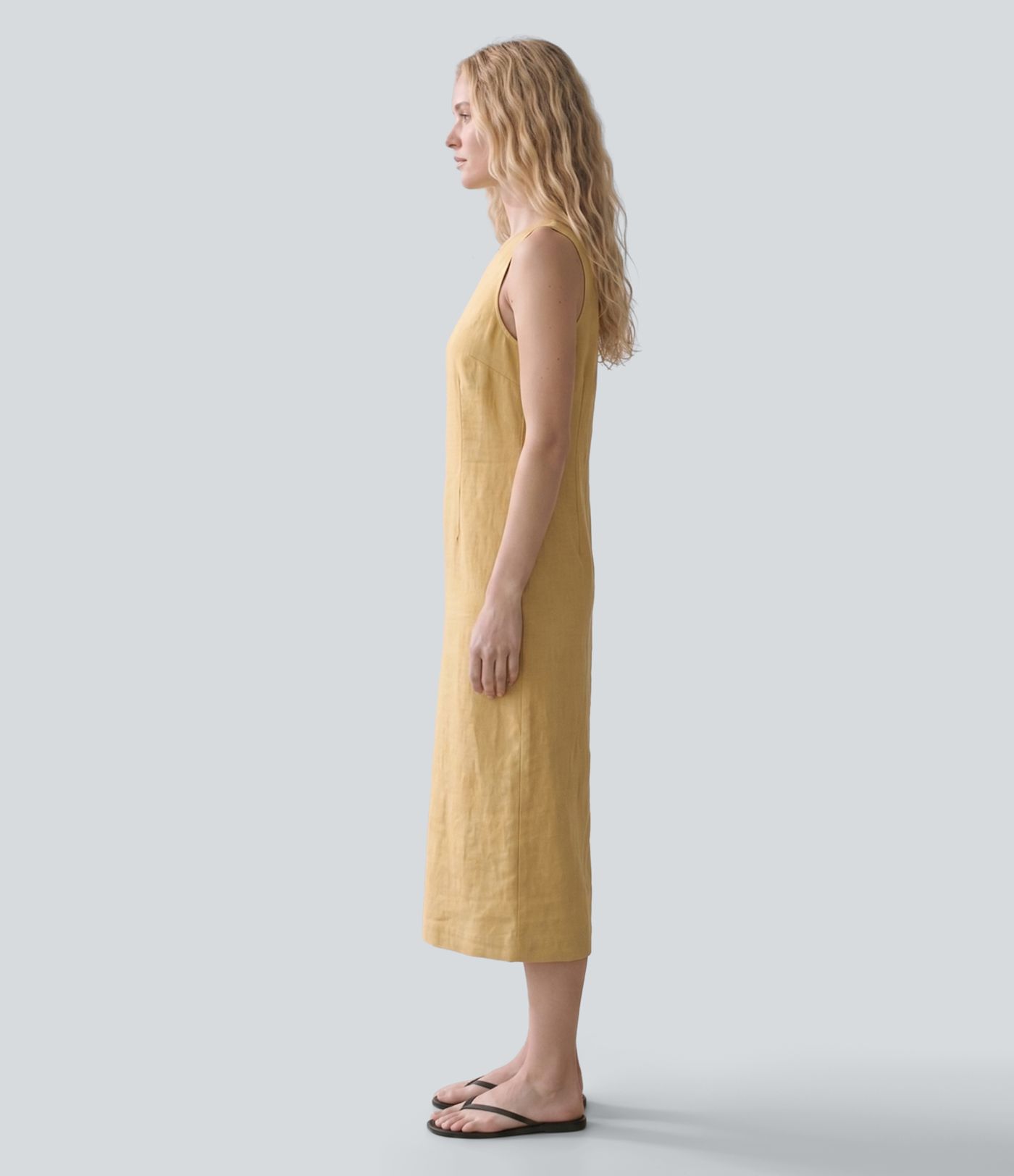 Ärmelloses Midi-Freizeitkleid mit U-Boot-Ausschnitt Ärmelloses Midi-Freizeitkleid mit U-Boot-Ausschnitt