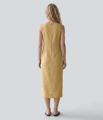 Ärmelloses Midi-Freizeitkleid mit U-Boot-Ausschnitt Ärmelloses Midi-Freizeitkleid mit U-Boot-Ausschnitt
