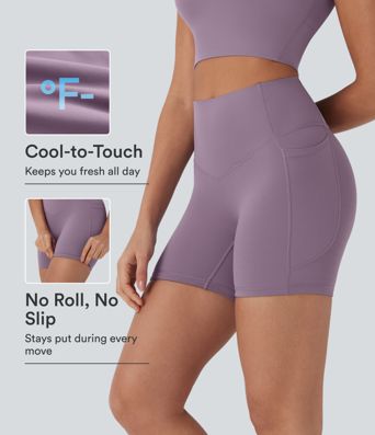Halara UltraSculpt™ Cool Quick Dry SoCinched formující jógové cyklistické šortky s vysokým pasem a kontrolou břicha, 5'' s kapsami - UPF50+ Halara UltraSculpt™ Cool Quick Dry SoCinched formující jógové cyklistické šortky s vysokým pasem a kontrolou břicha, 5'' s kapsami - UPF50+