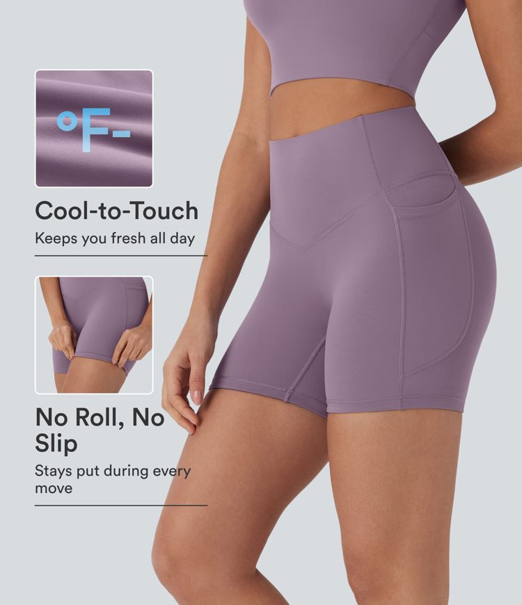 Halara UltraSculpt™ Cool Quick Dry SoCinched formující jógové cyklistické šortky s vysokým pasem a kontrolou břicha, 5'' s kapsami - UPF50+ Halara UltraSculpt™ Cool Quick Dry SoCinched formující jógové cyklistické šortky s vysokým pasem a kontrolou břicha, 5'' s kapsami - UPF50+