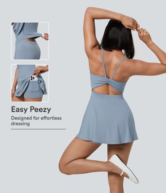 Ruched 2-in-1 Pocket Mini Slip Casual Dress-Easy Peezy Edition