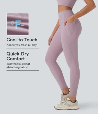 Halara UltraSculpt™ Cool Quick Dry High Waisted Tummy Control Cut Out Yoga Leggings with Pockets-UPF50+