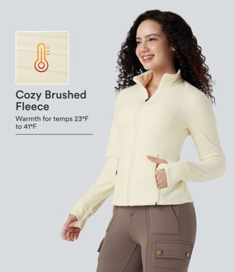 Stand Collar Long Sleeve Thumb Hole Hiking Jacket with Pockets Stand Collar Long Sleeve Thumb Hole Hiking Jacket with Pockets
