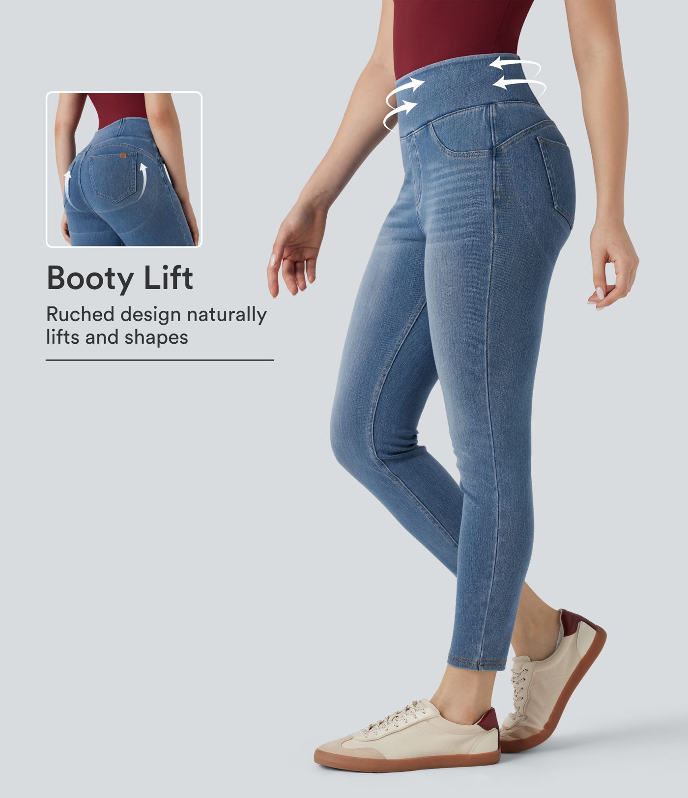 Halara Flex™ High-waisted Butt-lifting Tummy Control Skinny Denim Casual 7/8 Leggings with Pockets Halara Flex™ High-waisted Butt-lifting Tummy Control Skinny Denim Casual 7/8 Leggings with Pockets