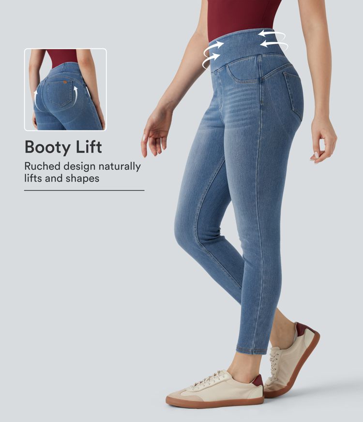 Halara Flex™ High-waisted Butt-lifting Tummy Control Skinny Denim Casual 7/8 Leggings with Pockets Halara Flex™ High-waisted Butt-lifting Tummy Control Skinny Denim Casual 7/8 Leggings with Pockets