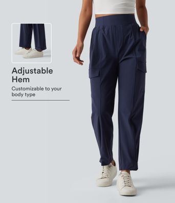 High Waisted Adjustable Hem Quick Dry InstantCool Casual Cargo Pants with Pockets-UPF40+ High Waisted Adjustable Hem Quick Dry InstantCool Casual Cargo Pants with Pockets-UPF40+