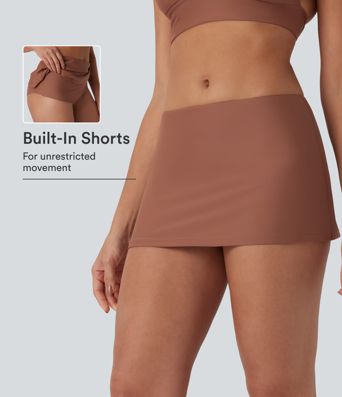 Mid Rise 2-in-1 Bikini Skirt Swimsuit