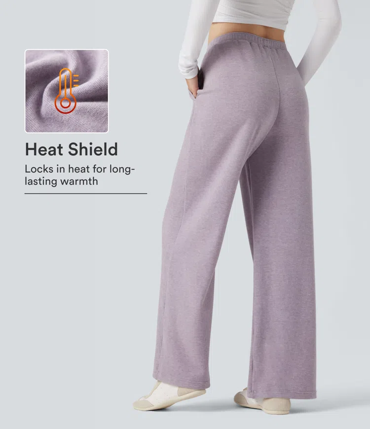 Iris High Waisted Drawstring Thermal Casual Baggy Pants with Pockets / 1