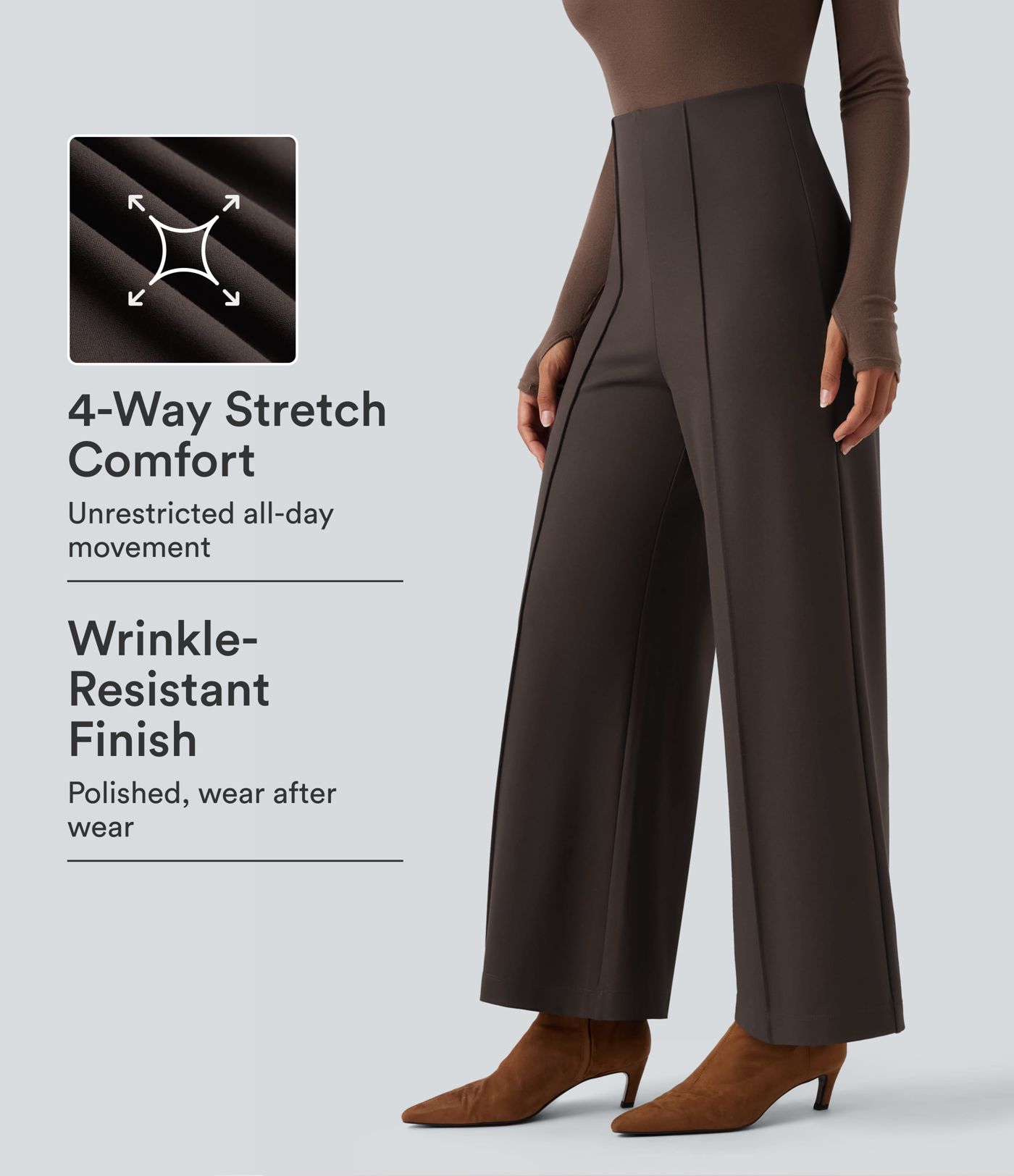 Halara Flex™ Wear-Resistant High Waisted Ponte Roma Work Baggy Flare Pants Halara Flex™ Wear-Resistant High Waisted Ponte Roma Work Baggy Flare Pants
