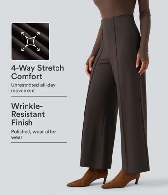 Halara Flex™ Wear-Resistant High Waisted Ponte Roma Work Baggy Flare Pants Halara Flex™ Wear-Resistant High Waisted Ponte Roma Work Baggy Flare Pants