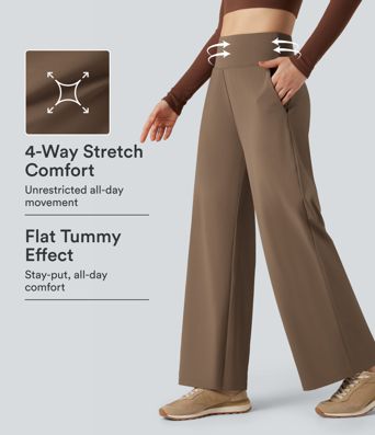 High Waisted Tummy Control Wide Leg Yoga Pants with Pockets High Waisted Tummy Control Wide Leg Yoga Pants with Pockets