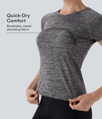 Top de sport de randonnée «Flow sans coutures», court, à manches courtes et à séchage rapide