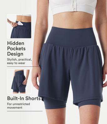 Softlyzero™ Airy, superhohe 2-in-1-Yoga-Shorts mit kühlendem Tragegefühl, mit Taschen - 22,86 cm Softlyzero™ Airy, superhohe 2-in-1-Yoga-Shorts mit kühlendem Tragegefühl, mit Taschen - 22,86 cm