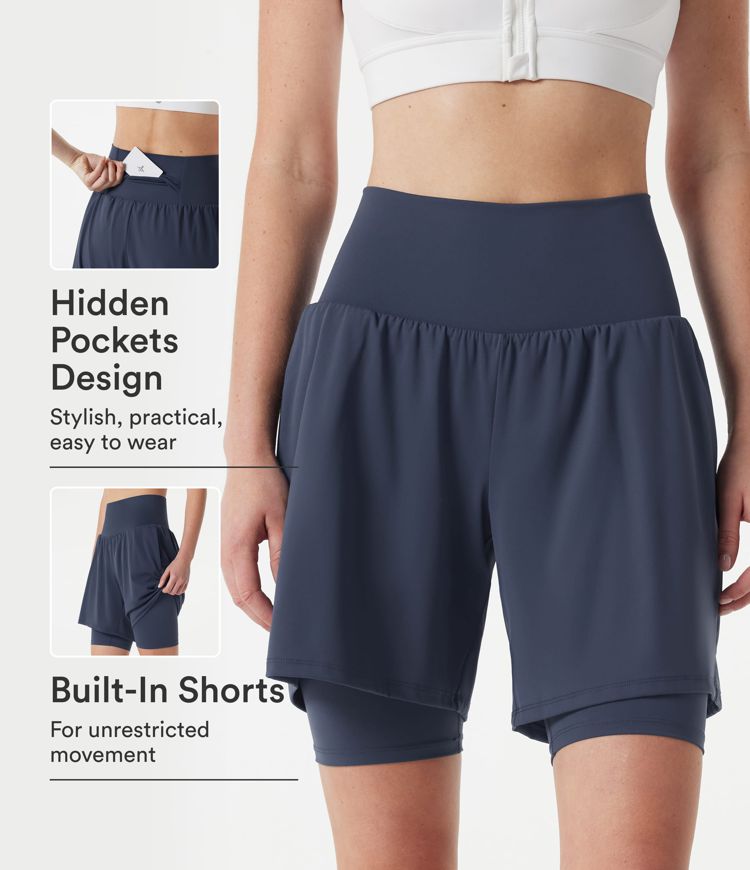 Softlyzero™ Airy, superhohe 2-in-1-Yoga-Shorts mit kühlendem Tragegefühl, mit Taschen - 22,86 cm Softlyzero™ Airy, superhohe 2-in-1-Yoga-Shorts mit kühlendem Tragegefühl, mit Taschen - 22,86 cm