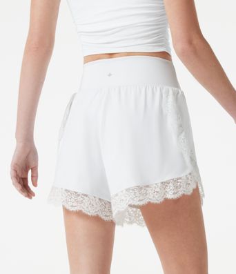 Softlyzero™ Airy High Waisted Tummy Control Lace Hem 2-in-1 Cool Touch Running Shorts 3'' with Pockets-UPF50+