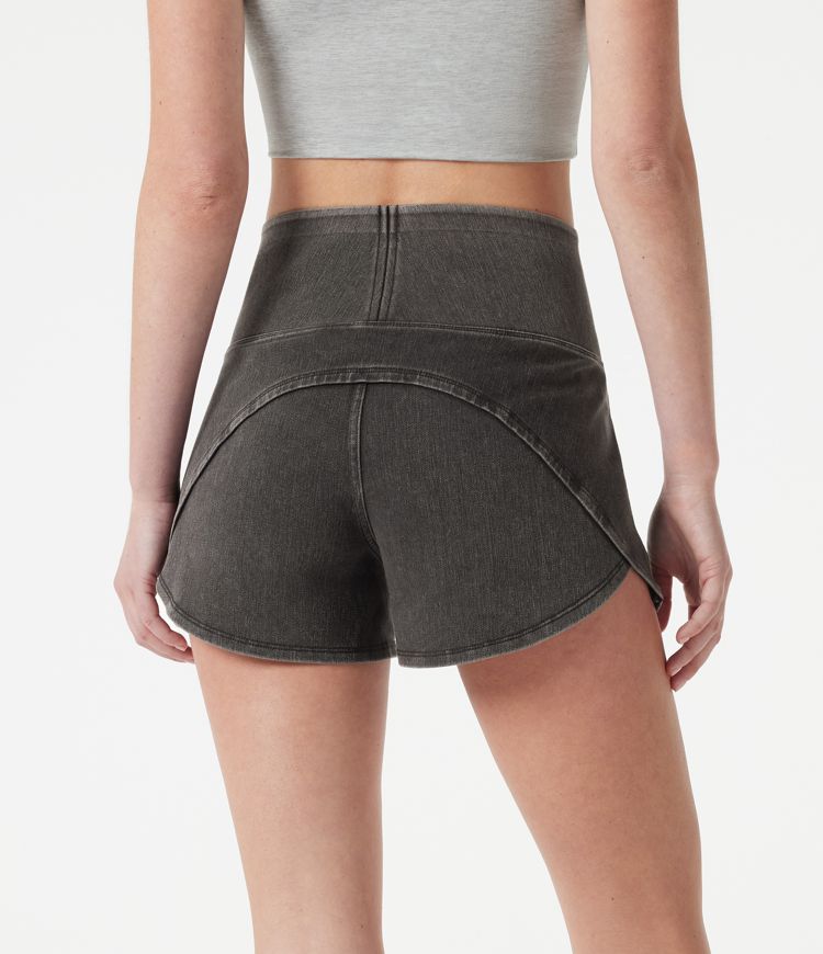 Halara Flex™ Denim High-waisted Curved Hem Skinny Casual Shorts with Pockets