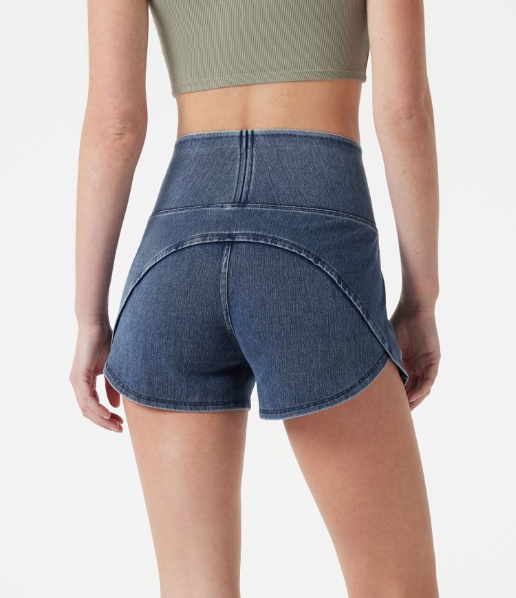 Halara Flex™ Denim High-waisted Curved Hem Skinny Casual Shorts with Pockets