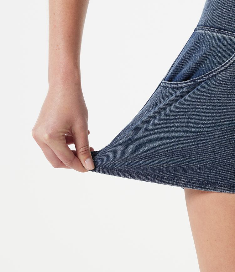 Halara Flex™ Denim High-waisted Curved Hem Skinny Casual Shorts with Pockets