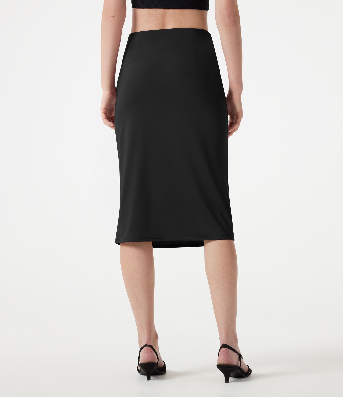 High Waisted Ruched Stretchy Satin-Like Cool Touch Midi Casual Pencil Skirt High Waisted Ruched Stretchy Satin-Like Cool Touch Midi Casual Pencil Skirt