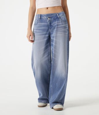 Halara Flex™ Asymmetric Low Rise Baggy Washed Casual Jeans with Pockets Halara Flex™ Asymmetric Low Rise Baggy Washed Casual Jeans with Pockets
