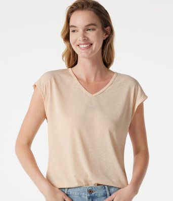Lässiges Kurzarm-T-Shirt mit V-Ausschnitt