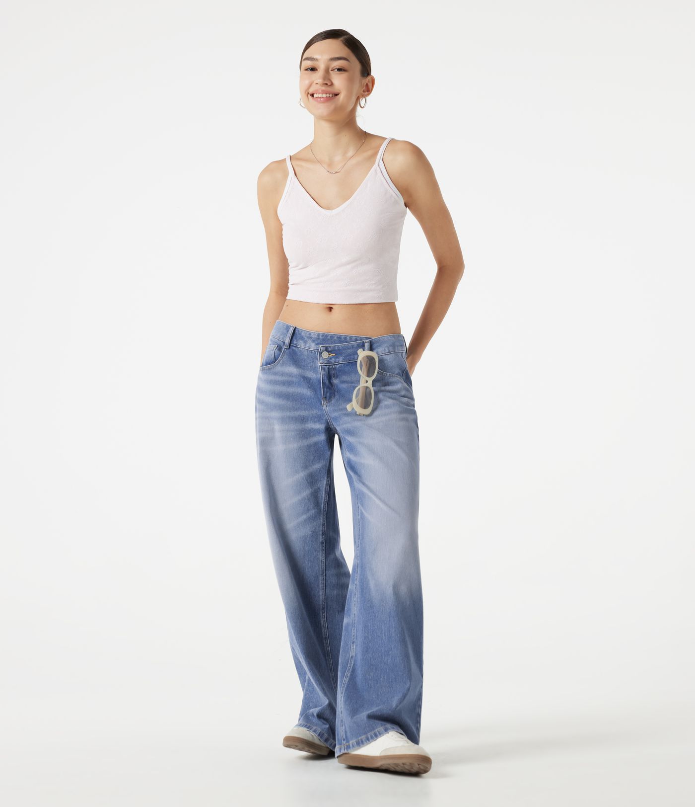 Halara Flex™ Asymmetric Low Rise Baggy Washed Casual Jeans with Pockets Halara Flex™ Asymmetric Low Rise Baggy Washed Casual Jeans with Pockets
