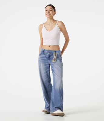 Halara Flex™ Asymmetric Low Rise Baggy Washed Casual Jeans with Pockets Halara Flex™ Asymmetric Low Rise Baggy Washed Casual Jeans with Pockets
