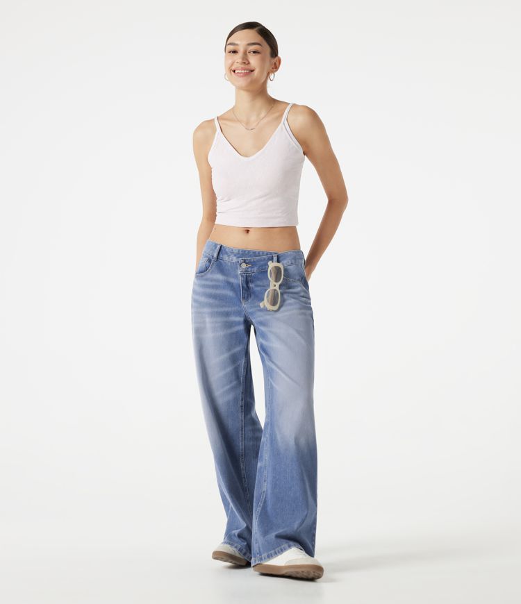 Halara Flex™ Asymmetric Low Rise Baggy Washed Casual Jeans with Pockets Halara Flex™ Asymmetric Low Rise Baggy Washed Casual Jeans with Pockets