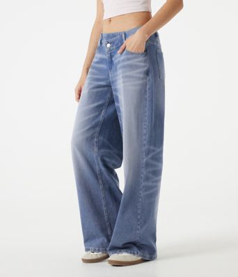 Halara Flex™ Asymmetric Low Rise Baggy Washed Casual Jeans with Pockets Halara Flex™ Asymmetric Low Rise Baggy Washed Casual Jeans with Pockets