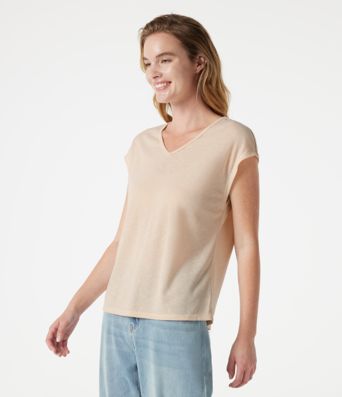 Lässiges Kurzarm-T-Shirt mit V-Ausschnitt