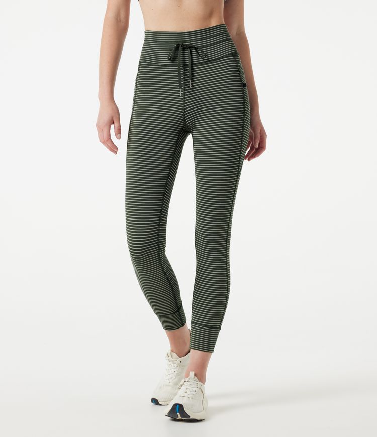 Legging de yoga rayé taille haute avec cordon de serrage et poches Legging de yoga rayé taille haute avec cordon de serrage et poches