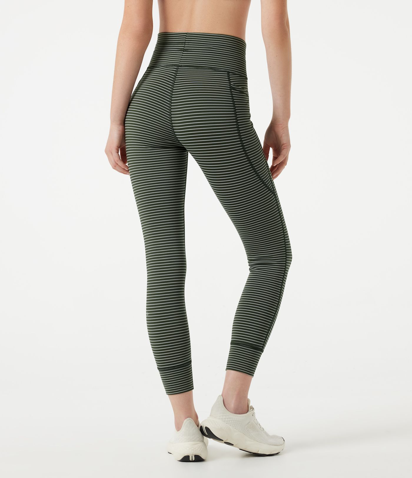 Legging de yoga rayé taille haute avec cordon de serrage et poches Legging de yoga rayé taille haute avec cordon de serrage et poches