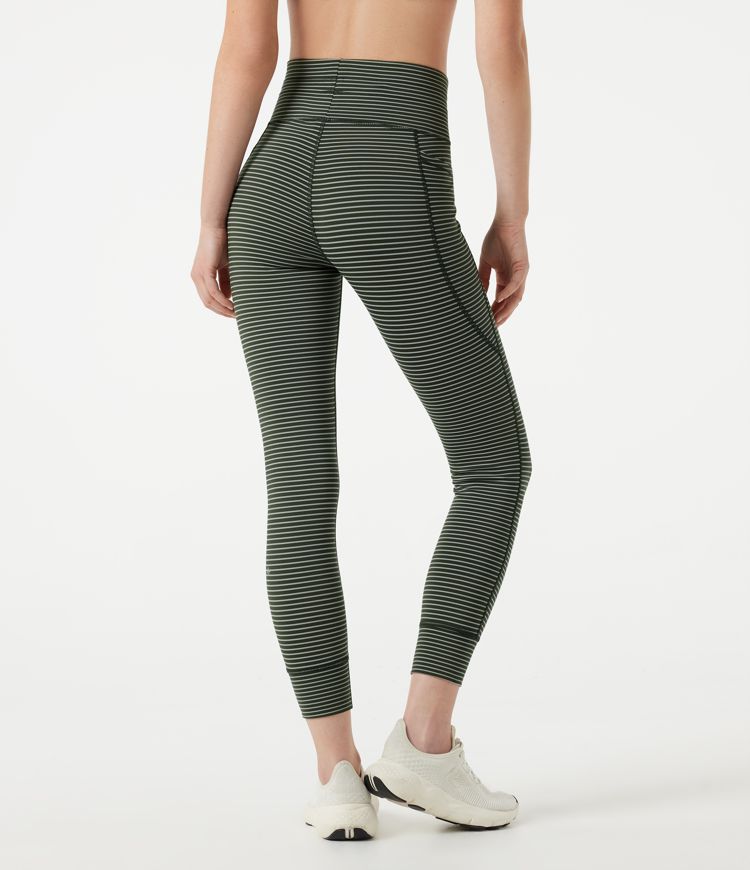 Legging de yoga rayé taille haute avec cordon de serrage et poches Legging de yoga rayé taille haute avec cordon de serrage et poches