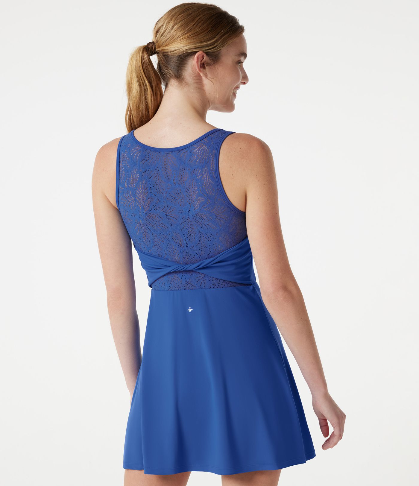 SoftlyZero™ Sleeveless Twisted Contrast Lace Built-in Bra Mini Tennis Active Dress with Pockets-Easy Peezy-UPF50+