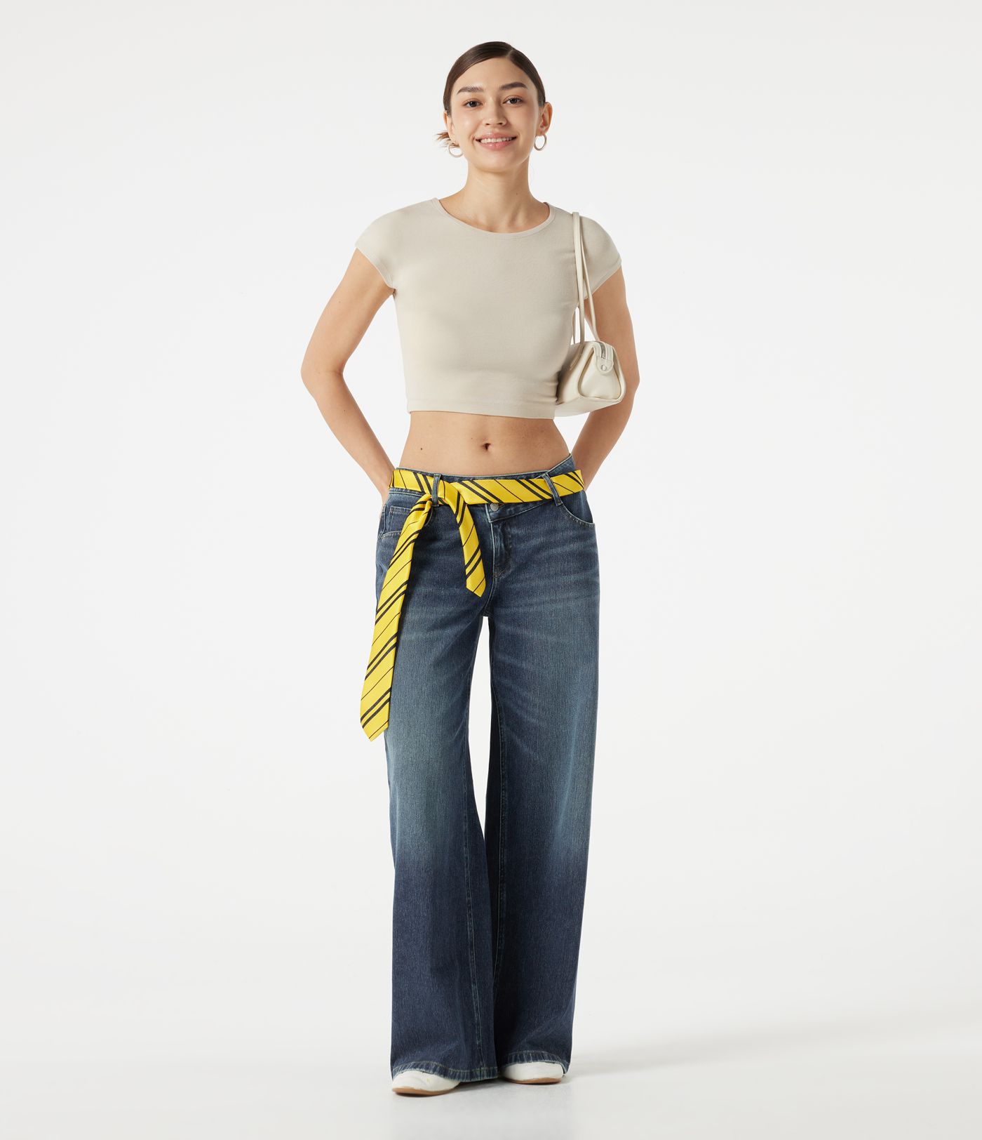 Halara Flex™ Asymmetric Low Rise Baggy Washed Casual Jeans with Pockets