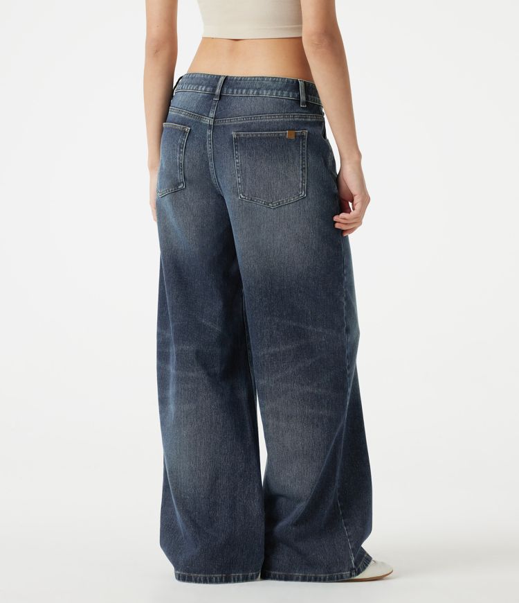 Halara Flex™ Asymmetric Low Rise Baggy Washed Casual Jeans with Pockets