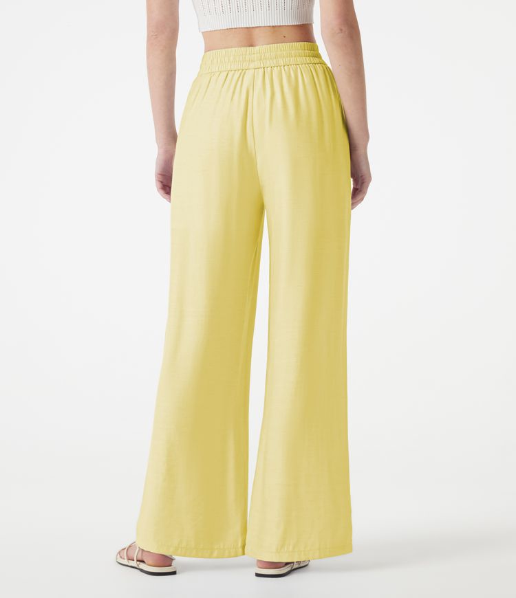 High Waisted Drawstring 2-in-1 Wide Leg Casual Linen-Blend Pants with Pockets